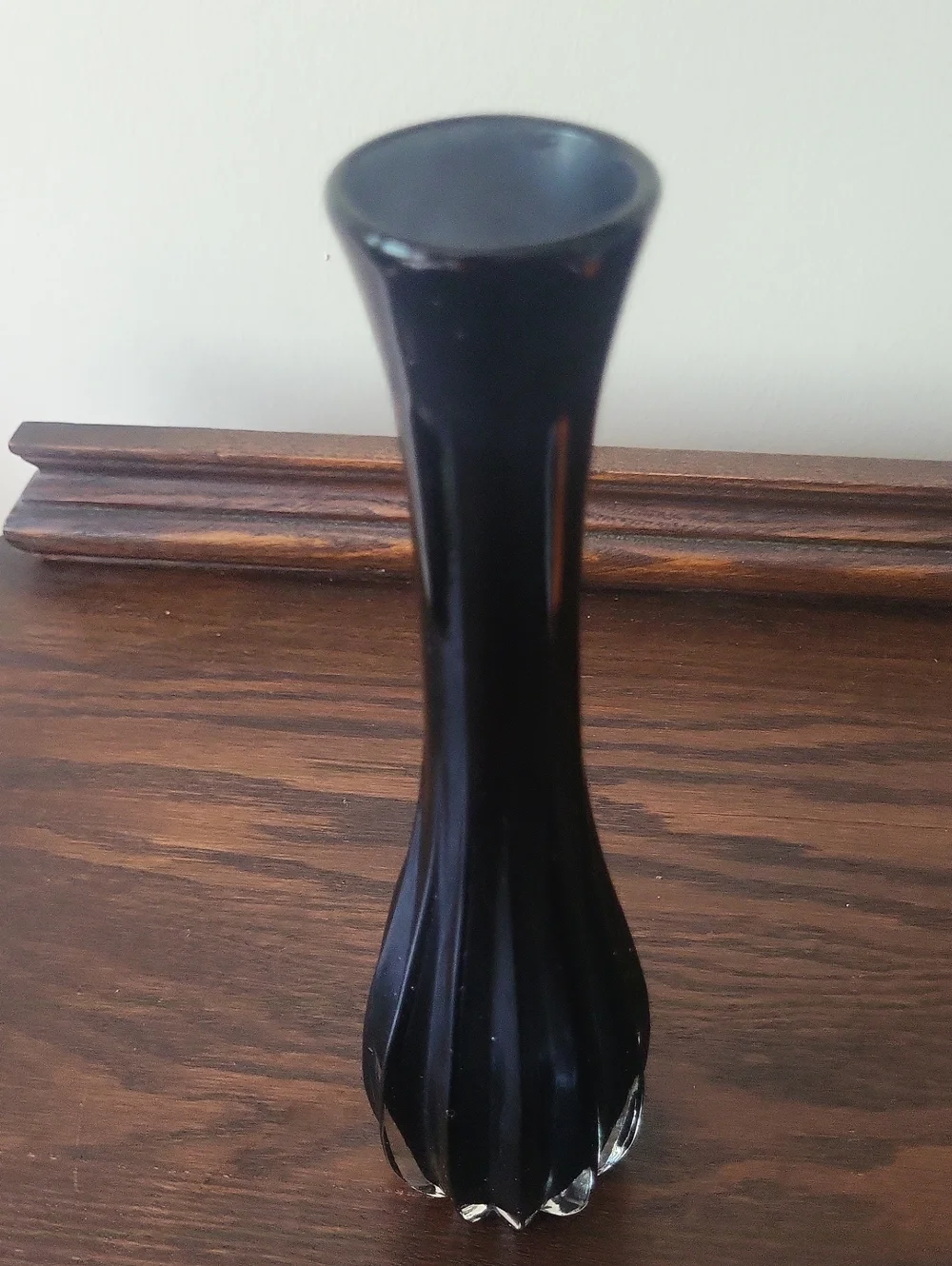 Mid-Century Dark Cobalt Blue Glass Bud Vase